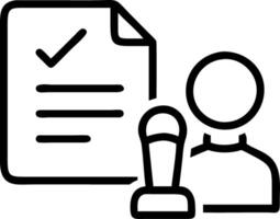 Businessman validating official documents using holographic stamp and approval system vector
