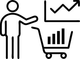 Businessman visualizing shopping cart data trends using holographic graphs vector