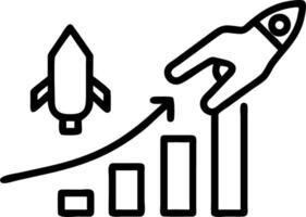 Businessman touching holographic growing business graph with rocket icon symbolizing startup success investment growth and 2026 growth target in empty space vector