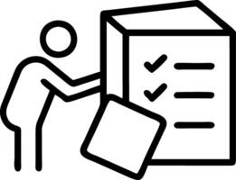 Businessman touching approved paperless document with checklist on wooden cube symbolizing quality assurance and document control in empty space vector