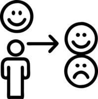 Businessman selecting between happy and sad feedback icons on a holographic block vector