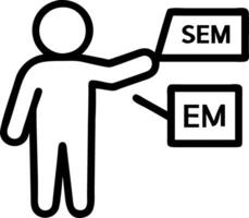 Businessman points to SEM icons on digital interface representing search engine marketing SEO strategies and online advertising rankings Set 5 vector