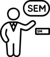 Businessman points to SEM icons on digital interface representing search engine marketing SEO strategies and online advertising rankings Set 4 vector