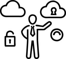 Businessman interacts with SASE icons on digital interface representing secure access service edge technology cloud security network management and cybersecurity solutions concept Set 4 vector