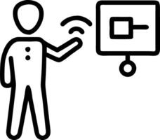 Businessman interacts with virtual interface displaying RPA icons symbolizing robotic process automation and modern technology integration in business optimization and innovation i vector