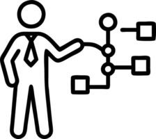 Businessman interacts with virtual interface displaying RPA icons symbolizing robotic process automation and modern technology integration in business optimization and innovation i Set 2 vector