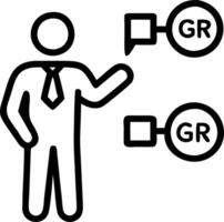 Businessman interacts with GRC icons on digital interface representing governance risk management compliance and business ethics in organizational management vector