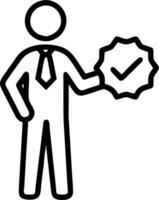 Businessman holding holographic digital check mark icon symbolizing standard quality control certification assurance and automation process in empty space Set 4 vector