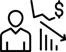 Businessman focuses on declining cost chart with financial icons representing cost reduction financial efficiency budgeting strategy and economic analysis vector