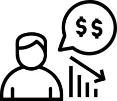 Businessman focuses on declining cost chart with financial icons representing cost reduction financial efficiency budgeting strategy and economic analysis Set 5 vector