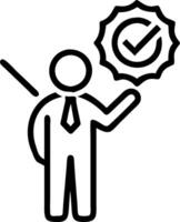 Businessman holding holographic digital check mark icon symbolizing standard quality control certification assurance and automation process in empty space Set 3 vector
