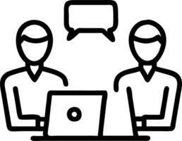 Business team of two busy happy professional business men employees working together standing in corporate office having conversation sharing ideas using laptop computer technology Set 4 vector