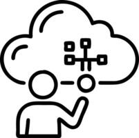 Business professional reviewing data clouds and infrastructure using a holographic technology interface vector
