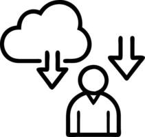 Business professional manipulating glowing cloud icon with download and upload arrows symbolizing cloud technology in corporate environments vector