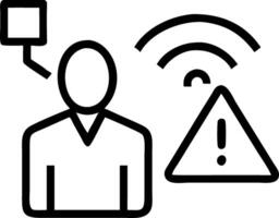 Business professional assessing system warnings and alerts with a holographic caution interface vector