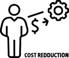 Business professional analyzing cost reduction strategies using a holographic interface vector