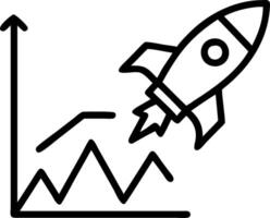 Business Growth A holographic rocket launching alongside a growing line graph in a corporate setting vector