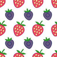 Bright summer fruits seamless tile pattern with colorful strawberries blueberries and raspberries vector