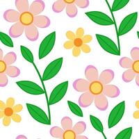 Bright spring nature seamless pattern with bold blooms and green leaf backgrounds for lively garden projects Set 2 vector