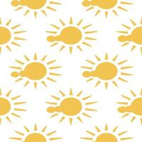 Bright golden sunlight seamless tile pattern with rays filtering through light clouds for a soft spring effect vector