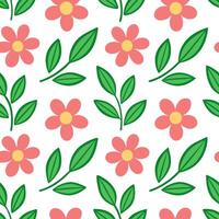 Bright spring nature seamless pattern with bold blooms and green leaf backgrounds for lively garden projects vector