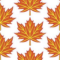 Bright autumn leaves seamless pattern with vivid orange red and yellow leaves for a bold autumn atmosphere vector