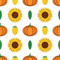 Bright autumn harvest seamless pattern with colorful pumpkins squashes and gourds for a festive fall look Set 2 vector