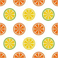 Bold summer seamless pattern with bright citrus fruits and playful colors for a refreshing summer aesthetic vector