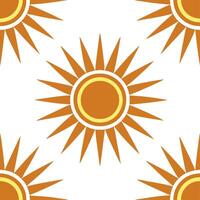 Bold spring sunshine seamless pattern with dramatic sun rays and intense warm hues for striking designs vector