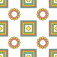 Bohemian eclectic frame seamless tile pattern with vibrant colors and diverse elements vector