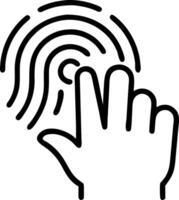Biometric Access A glowing hand with a fingerprint scanner and digital security patterns representing biometric access in a secure environment vector