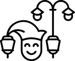 Beneath flickering lantern levity and laughter joy chuckles jester pretends reading serious text about invisible giants audience unseen still cheerful vector