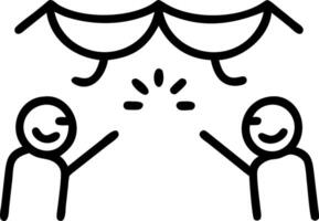 Beneath dim rafters levity and laughter humor banter troupe teases imaginary guards trading witty insults bouncing smiles shaping light vibe no tension vector