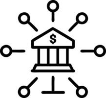 Banking digitization depicted by a holographic bank icon connected with digital services within a modern financial technology environment vector
