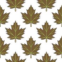 Autumn leaves seamless pattern with textured surfaces and deep brown and green tones for an earthy rustic look vector
