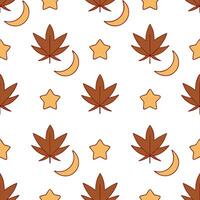 Autumn harvest moons and stars seamless tile pattern with warm rustic tones vector