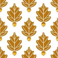Autumn harvest seamless pattern with golden leaves and acorn clusters for an elegant seasonal design vector