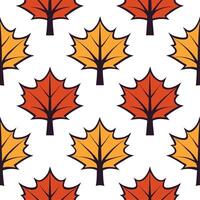 Autumn forest silhouette seamless tile pattern with dark trees and vibrant fall colors vector