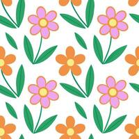 Artistic spring floral seamless pattern with textured details and bright color pops for creative projects vector