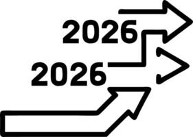Arrows and steps guide toward futuristic goals in 2026 and beyond within a holographic interface symbolizing visionary roadmap development Set 2 vector