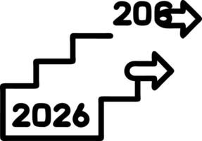 Arrows and steps guide toward futuristic goals in 2026 and beyond within a holographic interface symbolizing visionary roadmap development vector