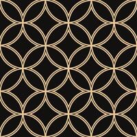Art Deco seamless pattern with retro circles and gold accents on black background vector