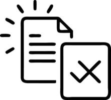 Approval workflow illustrated by a glowing checkmark and cross hovering above document icons within a digital approval workflow vector