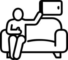 African American man holds smartphone with white blank mockup display for app ads sitting on couch at home mobile applications technology concept over shoulder close up view concep vector