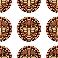 African tribal patterns and masks seamless tile pattern with earthy color palette vector