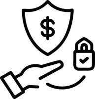 A secure shield icon encircled by payment symbols touched by a cautious hand depicting safe financial transactions vector