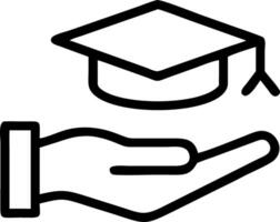 A holographic graduation cap above a guiding hand representing learning management systems and professional development tracks vector