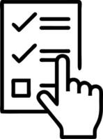 A hand touching a checklist with progress indicators showing tasks completed symbolizing goal achievement in workplace settings vector