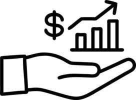 A hand presents floating graphs of profit and loss data holographically representing financial reporting and business performance analysis vector