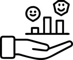 A hand managing floating bar charts and customer satisfaction ratings vector